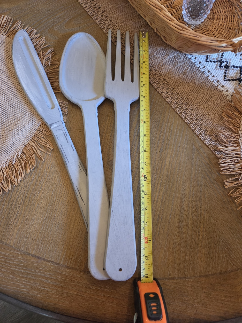 Rustic Grey Wooden  Spoon, Fork & Knife Set - Decorative